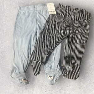 Carter’s Baby 2-Pack Organic Cotton Footed Pants-Stripes & Bear | 9 months, NWT